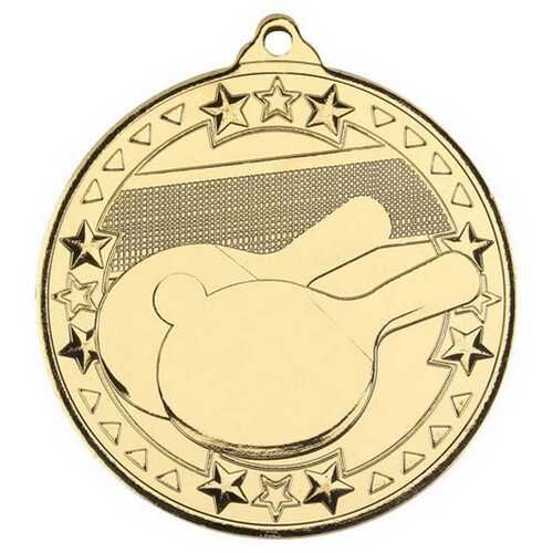 Table Tennis 'Tri Star' Medal - Gold 2" Thumbnail