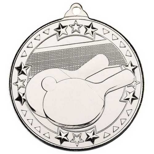 Table Tennis 'Tri Star' Medal - Silver 2" Thumbnail
