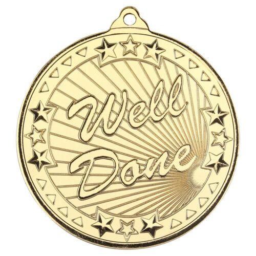 Well Done 'Tri Star' Medal - Gold 2" Thumbnail