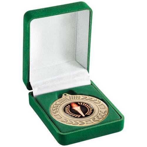 Deluxe Green Medal Box - 3" Thumbnail