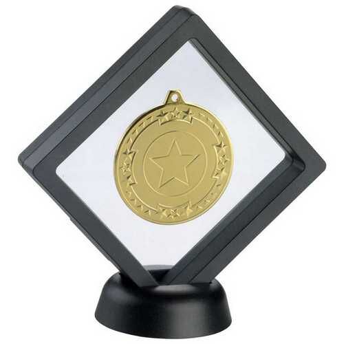 Black/Clear Plastic Medal Box With Stand - 5" Thumbnail