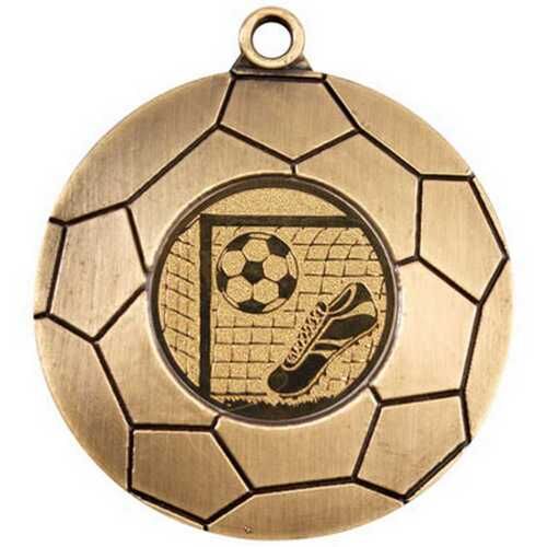 Domed Football Medal  - Antique Gold 2" Thumbnail