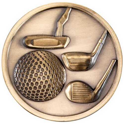 Golf Clubs Medallion - Antique Gold 2.75" Thumbnail