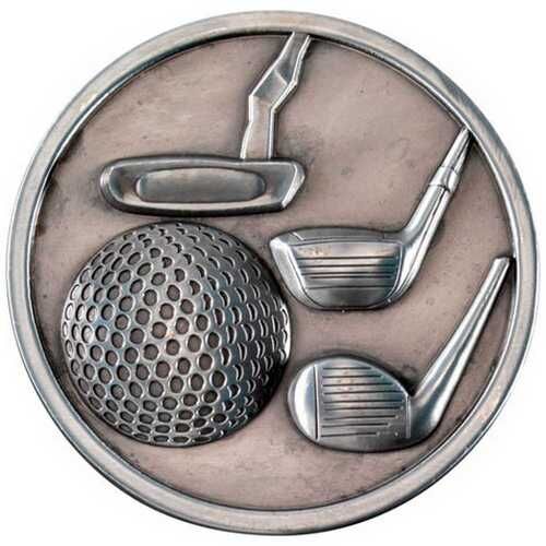 Golf Clubs Medallion - Antique Silver 2.75" Thumbnail