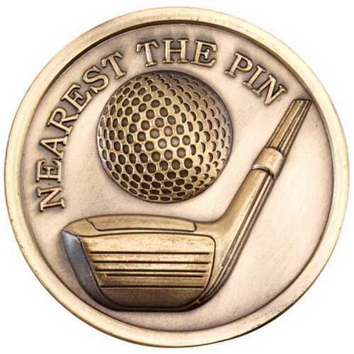 Golf Medallion Antique Gold - Nearest The Pin 2.75" Thumbnail