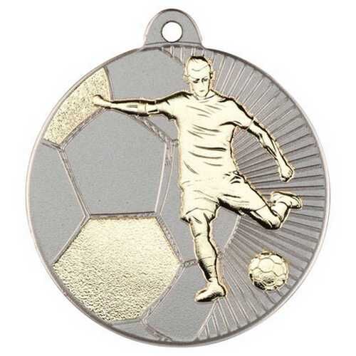 Football 'Two Colour' Medal - Matt Silver/Gold 2" Thumbnail