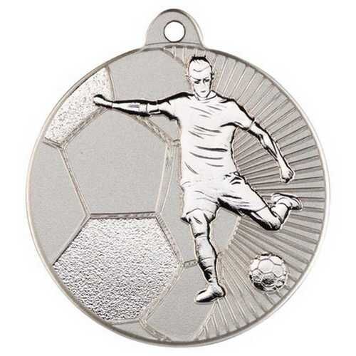 Football 'Two Colour' Medal - Matt Silver/Silver 2" Thumbnail