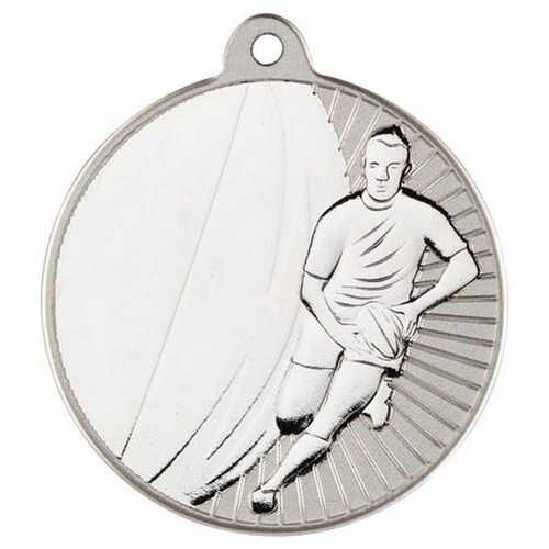 Rugby 'Two Colour' Medal - Matt Silver/Silver 2" Thumbnail