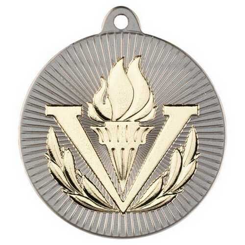 Victory Torch 'Two Colour' Medal - Matt Silver/Gold 2" Thumbnail