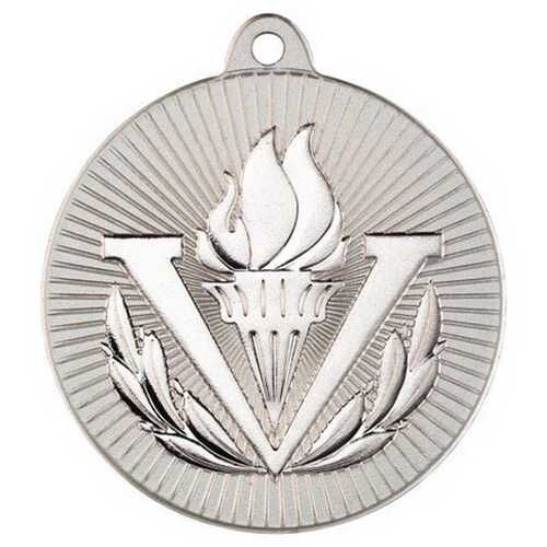 Victory Torch 'Two Colour' Medal - Matt Silver/Silver 2" Thumbnail