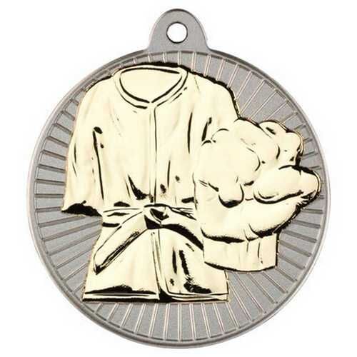 Martial Arts 'Two Colour' Medal - Matt Silver/Gold 2" Thumbnail