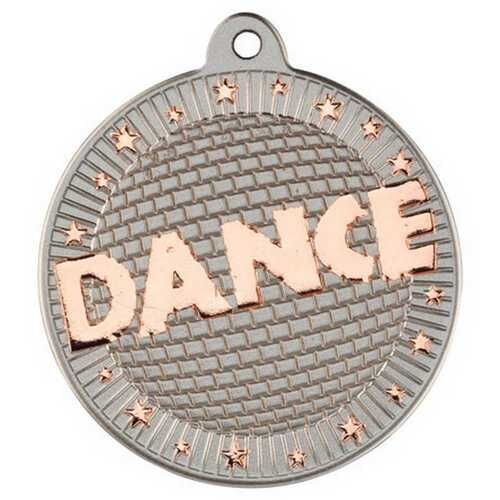 Dance 'Two Colour' Medal - Matt Silver/Bronze 2" Thumbnail