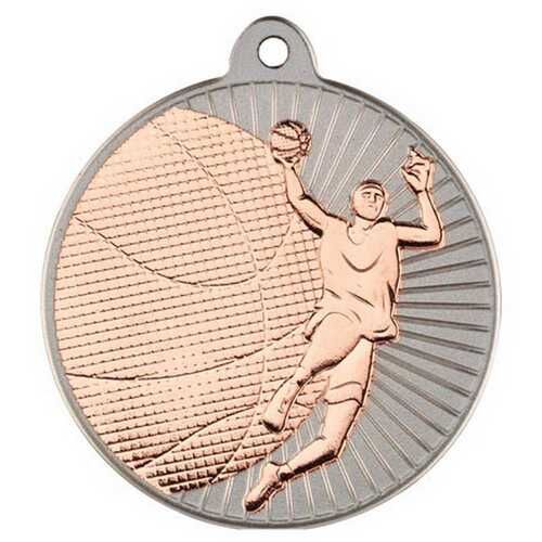Basketball 'Two Colour' Medal - Matt Silver/Bronze 2" Thumbnail