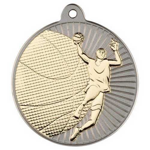 Basketball 'Two Colour' Medal - Matt Silver/Gold 2" Thumbnail