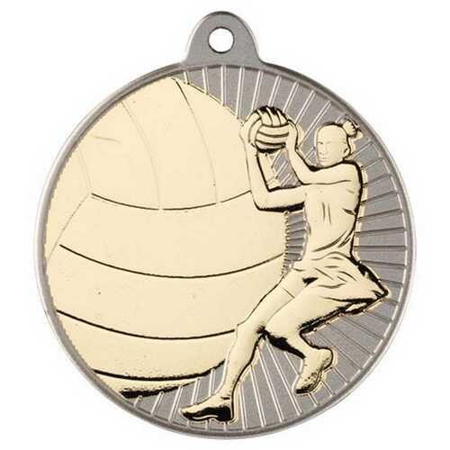 Netball 'Two Colour' Medal - Matt Silver/Gold 2" Thumbnail