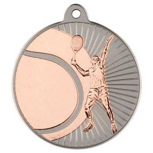 Tennis 'Two Colour' Medal - Matt Silver/Bronze 2" Thumbnail