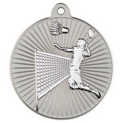 Badminton 'Two Colour' Medal - Matt Silver/Silver 2" Thumbnail