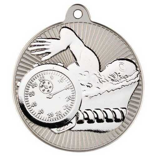 Swimming 'Two Colour' Medal - Matt Silver/Silver 2" Thumbnail