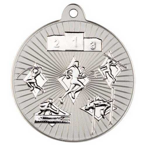 Multi Athletics 'Two Colour' Medal - Matt Silver/Silver 2" Thumbnail