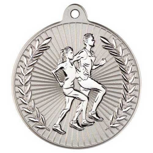 Running 'Two Colour' Medal - Matt Silver/Silver 2" Thumbnail