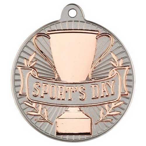 Sports Day 'Two Colour' Medal - Matt Silver/Bronze 2" Thumbnail