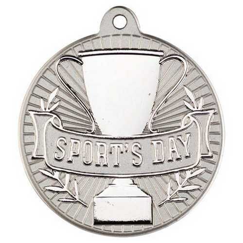 Sports Day 'Two Colour' Medal - Matt Silver/Silver 2" Thumbnail