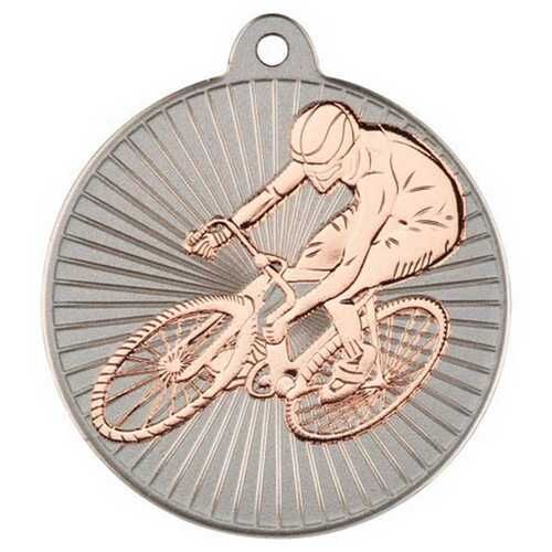 Cycling 'Two Colour' Medal - Matt Silver/Bronze 2" Thumbnail