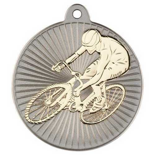 Cycling 'Two Colour' Medal - Matt Silver/Gold 2" Thumbnail