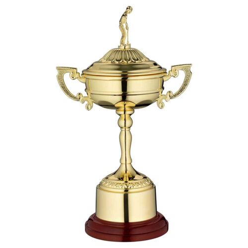 Gold Finish Ryder Cup On Round Base With Plinth - 12" Thumbnail