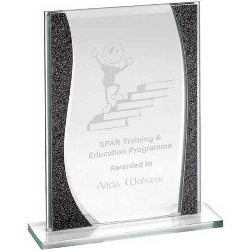 Jade Glass Rectangle Plaque With Silver Highlights - 8" Thumbnail