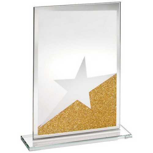 Jade Glass Rectangle Plaque With Gold/Silver Glitter Detail - 6.5" Thumbnail