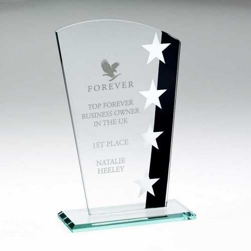 Jade Glass Shield With Silver/Black Star Design -  7.25" Thumbnail