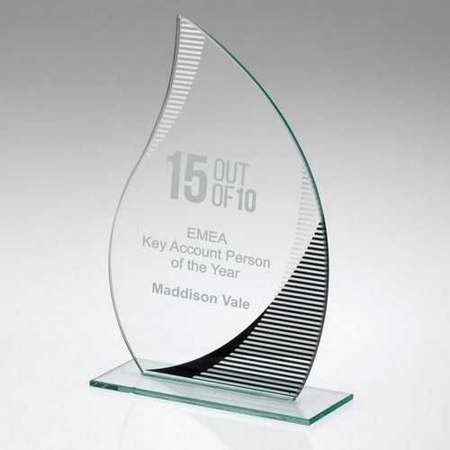 Jade Glass Flame With Silver/Black Detail - 8" Thumbnail