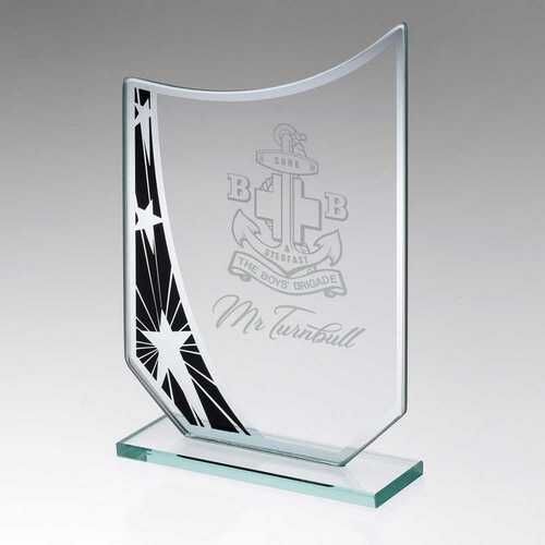 Jade Glass Curved Plaque With Black/Silver Star Design - 6.5" Thumbnail