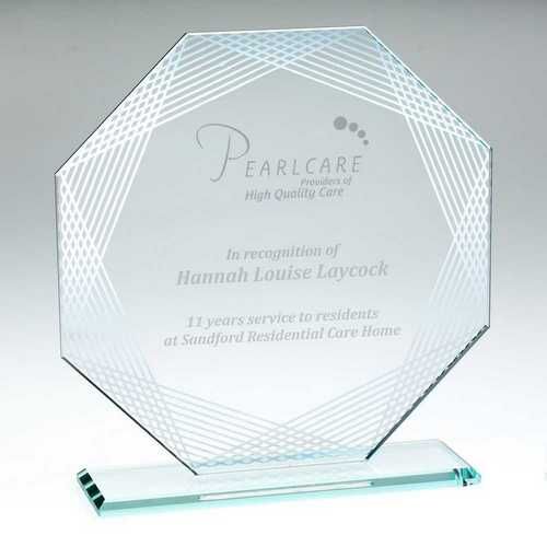Jade Glass Octagon With Silver Lined Edges - 8.75" Thumbnail