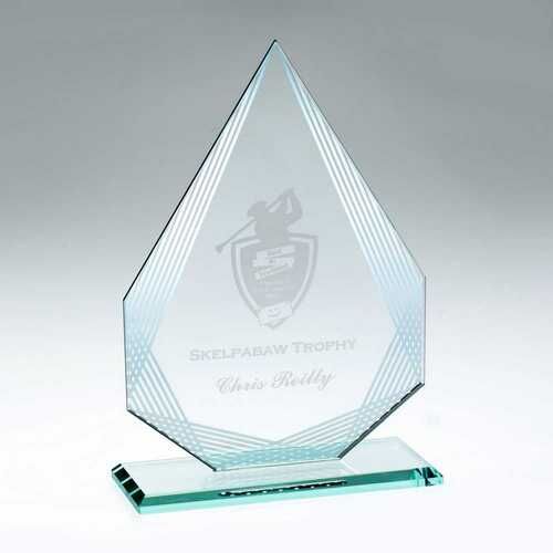 Jade Glass Diamond With Silver Lined Edges -  7.25" Thumbnail