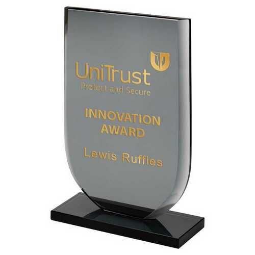 Smoked Black Glass Shield Plaque  - 5.5" Thumbnail