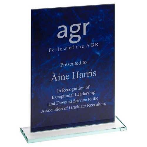 Blue Marble Backed Jade Glass Rectangle - 6.5" Thumbnail