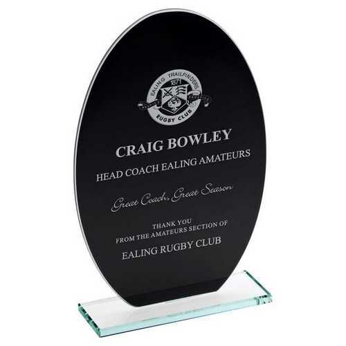 Black Backed Jade Glass Oval - 8" Thumbnail