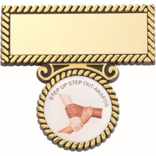 Black/Gold Plastic Badge And Bar - 2" Thumbnail
