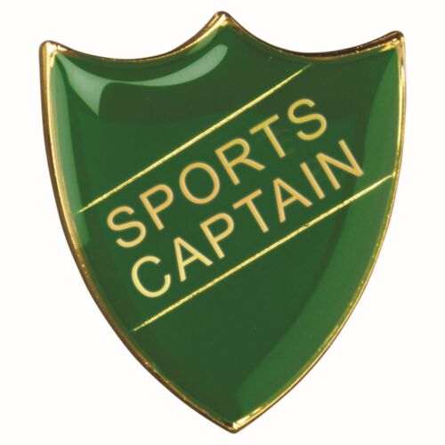 School Shield Badge (Sports Captain) - Green 1.25" Thumbnail