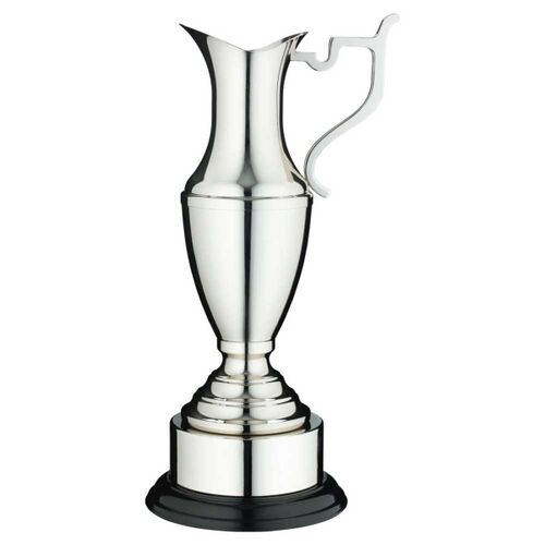 Nickel Plated Claret Jug On Round Base With Plinth - 14.75" Thumbnail