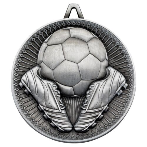 Football Deluxe Medal - Antique Silver 2.35" Thumbnail