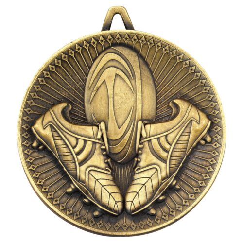 Rugby Deluxe Medal - Antique Gold 2.35" Thumbnail
