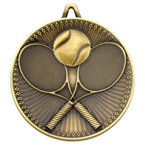 Tennis Deluxe Medal - Antique Gold 2.35" Thumbnail