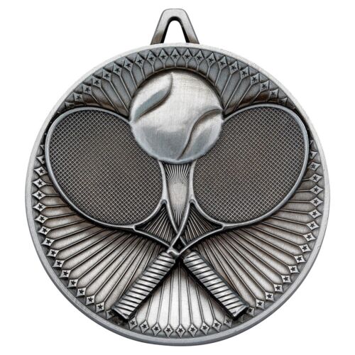 Tennis Deluxe Medal - Antique Silver 2.35" Thumbnail