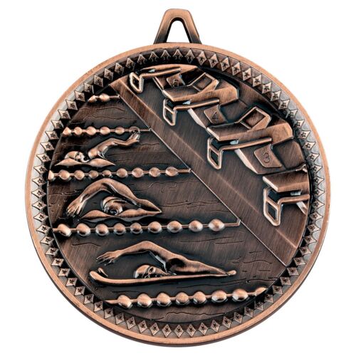 Swimming Deluxe Medal - Bronze 2.35" Thumbnail