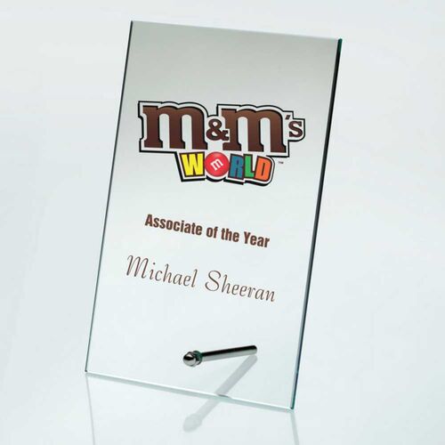 Jade Glass Rectangle Plaque With Metal Stand - 7" Thumbnail