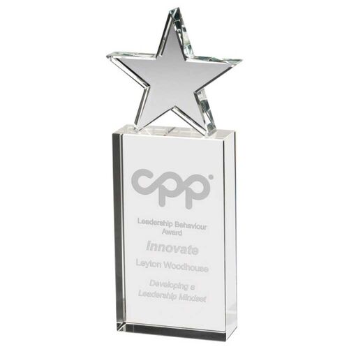 Clear Glass Block With Glass Star - 9" Thumbnail