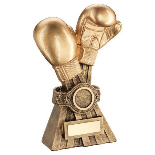 Gold/Bronze Boxing Gloves With Belt With Plate - 8" Thumbnail